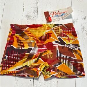 Palermo Colorful Geometric ShortsVintage nylon Swim boy zip pocket, NWT 10 XXS
